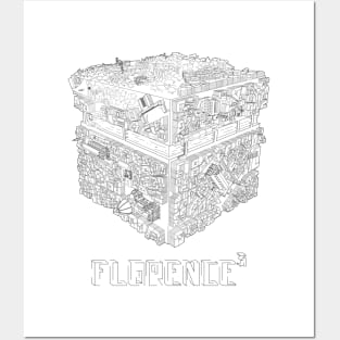 Florence Cube black and white Posters and Art